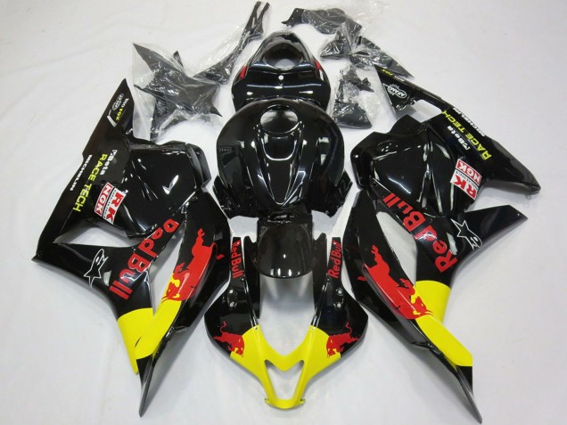 2009-2012 Honda CBR600RR Motorcycle Fairings - Glossy Black Yellow Red Bull UK