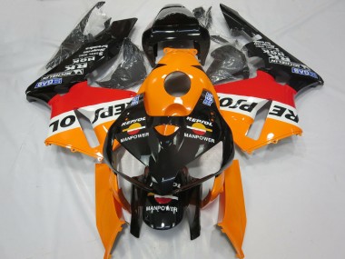 2005-2006 Honda CBR600RR Motorcycle Fairings - Orange White Red Glossy Black Repsol Man Power UK