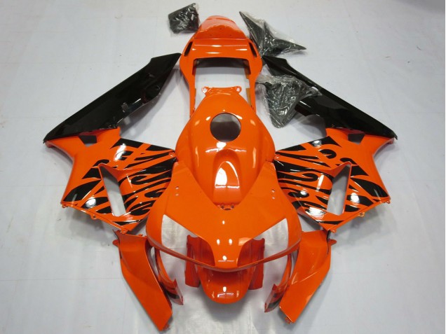 2003-2004 Honda CBR600RR Motorcycle Fairings - Orange Glossy Black Tribal UK
