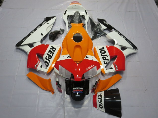 2003-2004 Honda CBR600RR Motorcycle Fairings - Orange White Red Glossy Black Repsol UK