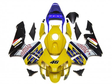 2003-2004 Honda CBR600RR Motorcycle Fairings - Yellow Blue White Glossy Black Nastro Azzurro 46 UK