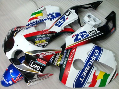 1990-1998 Honda CBR250RR Motorcycle Fairings - White Blue Red Yellow Green Carrera EuroBet Lee UK