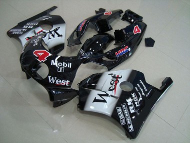1990-1998 Honda CBR250RR Motorcycle Fairings - Glossy Black White West Mobil UK