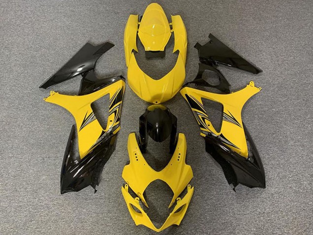 2007-2008 Suzuki GSXR 1000 Motorcycle Fairings - Yellow Glossy Black UK
