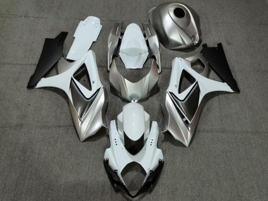 2007-2008 Suzuki GSXR 1000 Motorcycle Fairings - White Silver Black UK