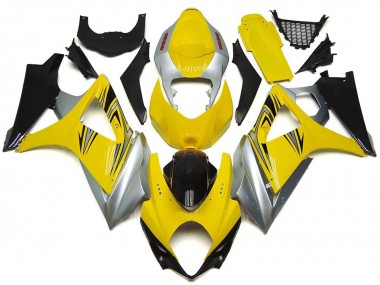 2007-2008 Suzuki GSXR 1000 Motorcycle Fairings - Yellow Silver Black OEM Style UK