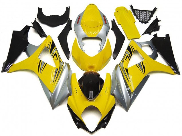 2007-2008 Suzuki GSXR 1000 Motorcycle Fairings - Yellow Silver Black OEM Style UK