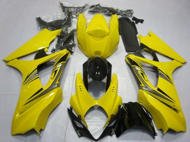 2007-2008 Suzuki GSXR 1000 Motorcycle Fairings - Yellow Glossy Black OEM Style UK