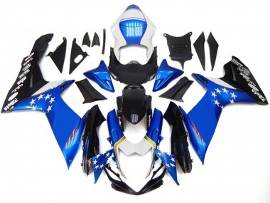2011-2024 Suzuki GSXR 600 / GSXR 750 Motorcycle Fairings - Blue Style with Red Stars UK