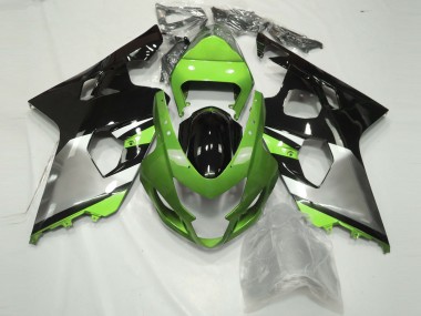 2004-2005 Suzuki GSXR 600 / GSXR 750 Motorcycle Fairings - Green Silver Glossy Black UK