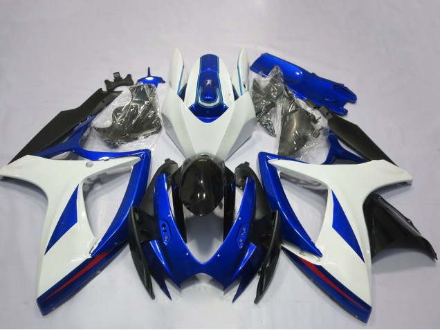 2006-2007 Suzuki GSXR 600 / GSXR 750 Motorcycle Fairing - White Blue Glossy Black OEM Style UK