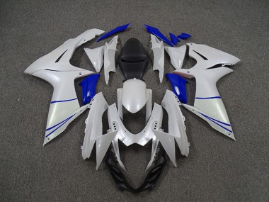 2011-2024 Suzuki GSXR 600 / GSXR 750 Motorcycle Fairings - Pearl White and Dark Blue UK