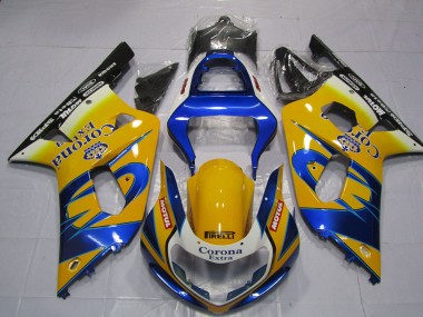 2001-2003 Suzuki GSXR 600 / GSXR 750 Motorcycle Fairings - Yellow Blue White Corona Motul UK