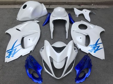 2008-2020 Suzuki GSXR 1300 Motorcycle Fairings - Glossy White Blue UK