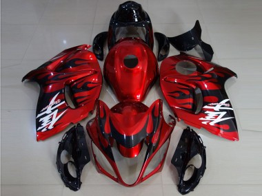 2008-2020 Suzuki GSXR 1300 Motorcycle Fairings - Red Black Flame UK