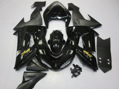 2006-2007 Kawasaki ZX10R Motorcycle Fairings - Glossy Black Matte Black and Gold UK