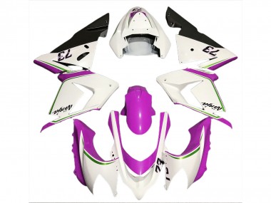 2004-2005 Kawasaki ZX10R Motorcycle Fairings - Glossy White Pink UK
