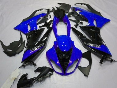 2009-2012 Kawasaki ZX6R Motorcycle Fairings - Blue Glossy Black UK