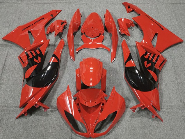 2009-2012 Kawasaki ZX6R Motorcycle Fairings - Red Glossy Black Punisher UK