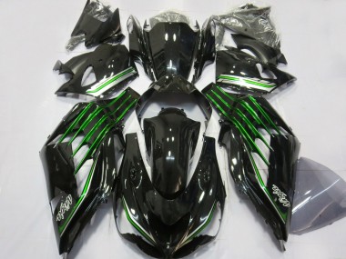 2012-2024 Kawasaki ZX14R ZZR1400 Motorcycle Fairings - Glossy Black Green UK