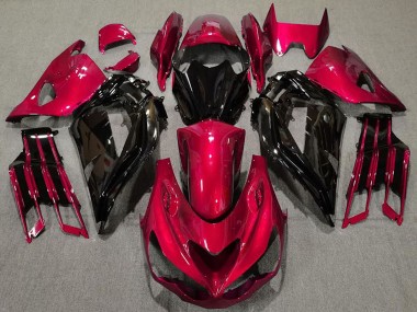 2012-2024 Kawasaki ZX14R ZZR1400 Motorcycle Fairings - Red Glossy Black UK
