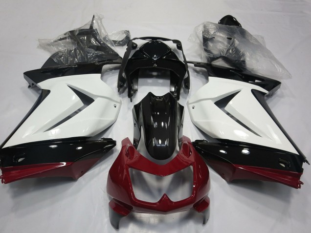 2008-2012 Kawasaki Ninja 250 Motorcycle Fairings - White Red Glossy Black UK