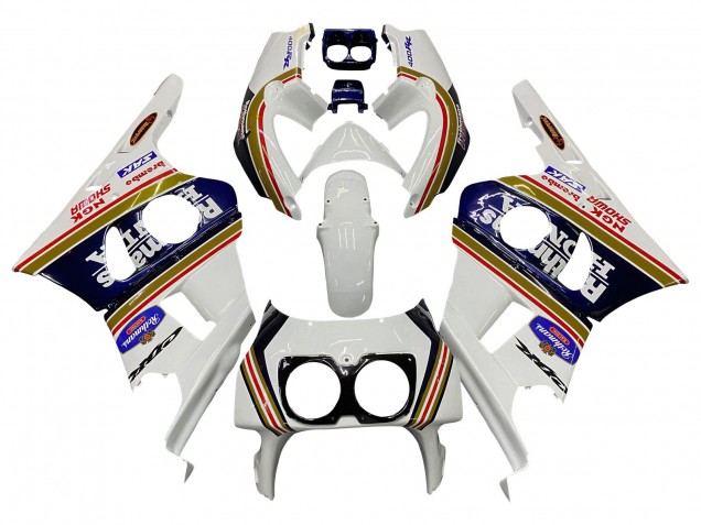 1990-1999 Honda CBR400RR NC29 Motorcycle Fairings - White Gold Red Dark Blue Rothmans UK