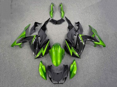 2015-2016 Kawasaki Z250/Z300 Motorcycle Fairings - Green Glossy Black UK
