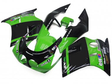 1989-1990 Kawasaki ZXR250 Motorcycle Fairings - Green Glossy Black Elf Touch4 Bridgestone UK