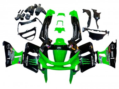 1998-2003 Kawasaki ZZR600 Motorcycle Fairings - Green Black Monster Elf UK