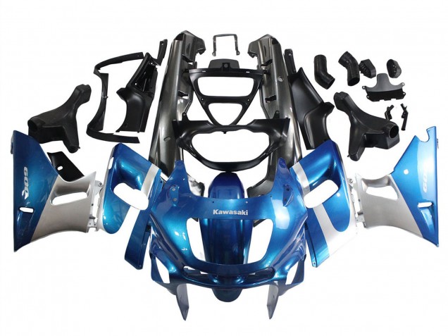 1998-2003 Kawasaki ZZR600 Motorcycle Fairings - Blue Silver Black UK