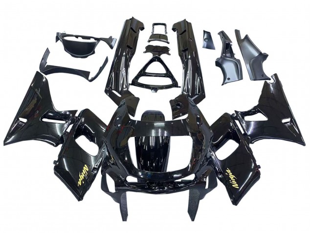 1998-2003 Kawasaki ZZR600 Motorcycle Fairings - Glossy Black Gold Ninja UK