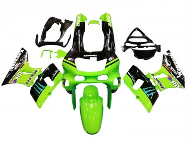 1998-2003 Kawasaki ZZR600 Motorcycle Fairings - Green Glossy Black Blue Monster Elf Touch4 Bridgestone UK