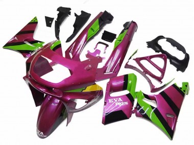 1998-2003 Kawasaki ZZR600 Motorcycle Fairings - Deep Pink Green EVA Racing UK