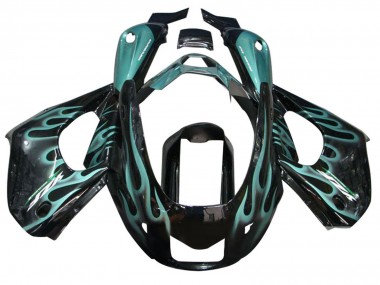 1997-2007 Yamaha YZF 1000R Thunderace Motorcycle Fairings - Glossy Black with Blue Flame UK