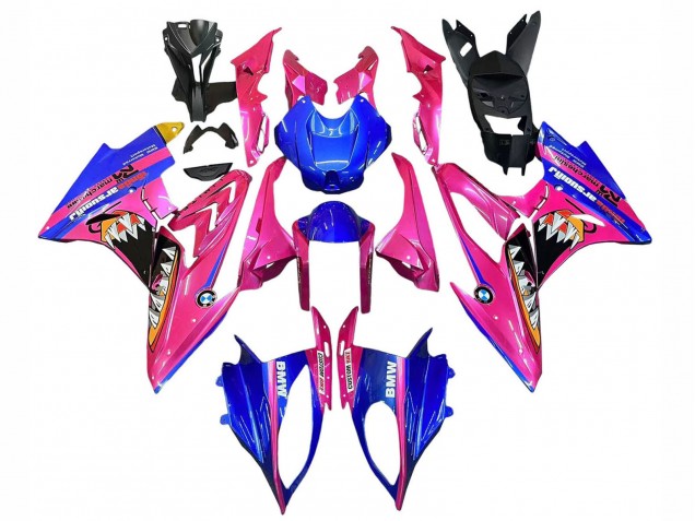 2017-2018 BMW S1000RR Motorcycle Fairings - Pink Blue Yellow Shark UK