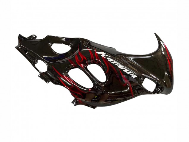 2004-2006 Suzuki GSX600F/GSX750F Motorcycle Fairings - Glossy Black Red Flame UK