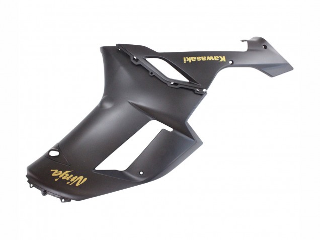 2007-2008 Kawasaki ZX6R Motorcycle Fairings - Matte Black with Yellow Logo Ninja UK