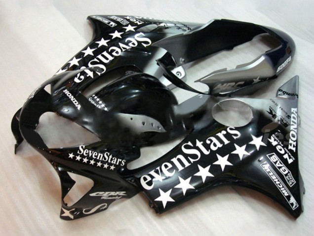 1999-2000 Honda CBR600 F4 Motorcycle Fairings - Glossy Black White SevenStars UK