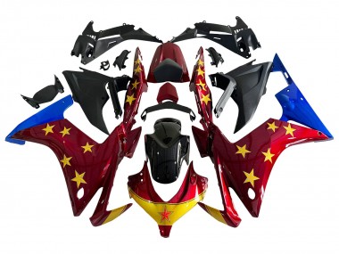 2013-2015 Honda CBR500R Motorcycle Fairings - Red Blue Yellow Star UK