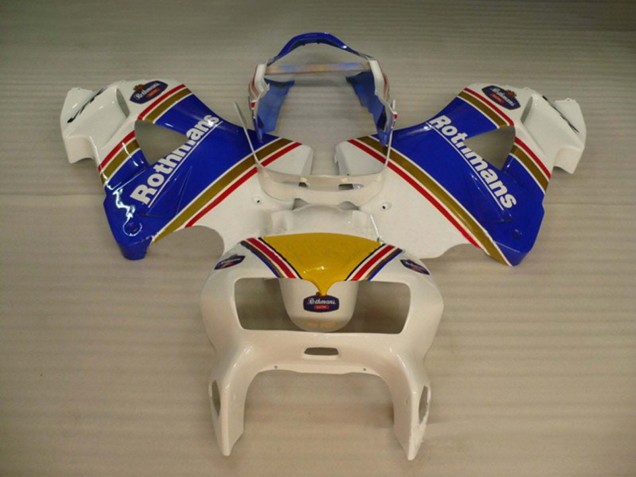 1998-2001 Honda VFR 800 Motorcycle Fairings - White Blue Gold Rothmans UK