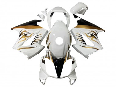 2002-2013 Honda VFR 800 Motorcycle Fairings - White Gold Flame UK