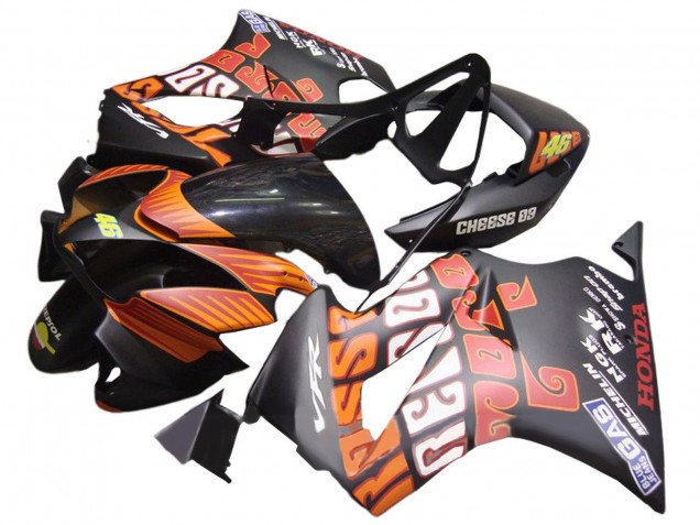 2002-2013 Honda VFR 800 Motorcycle Fairings - Matte Black Orange Rossi Repsol 46 UK