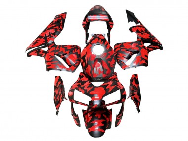2003-2004 Honda CBR600RR Motorcycle Fairings - Black Red Grey Camouflage UK