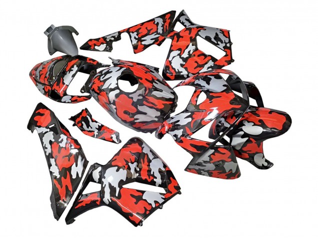 2005-2006 Honda CBR600RR Motorcycle Fairings - Black with Red Grey Camouflage UK