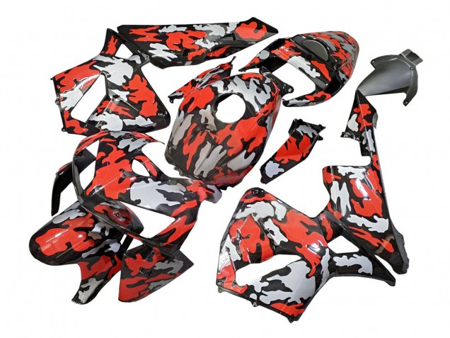 2005-2006 Honda CBR600RR Motorcycle Fairings - Black with Red Grey Camouflage UK