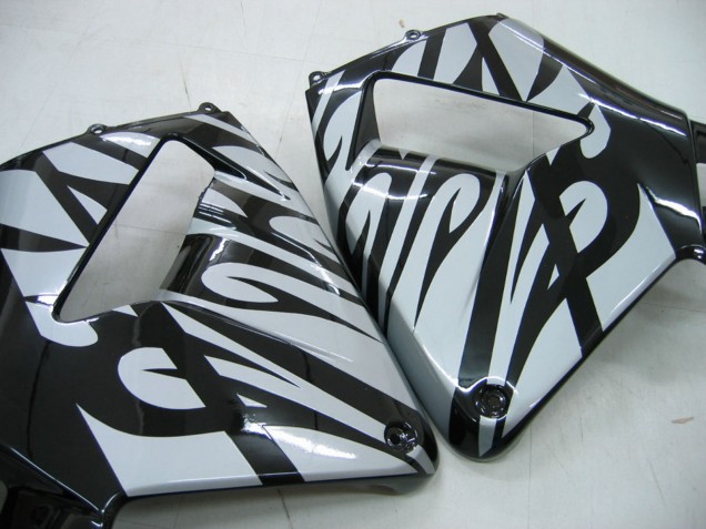 2005-2006 Honda CBR600RR Motorcycle Fairings - Glossy Black Grey Flame UK