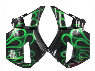 2005-2006 Honda CBR600RR Motorcycle Fairings - Glossy Black Green Flame UK