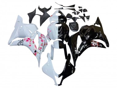 2009-2012 Honda CBR600RR Motorcycle Fairings - White Cherry Blossom Glossy Black UK