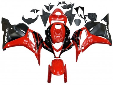 2009-2012 Honda CBR600RR Motorcycle Fairings - Red Glossy Black Matte Black Stripe UK